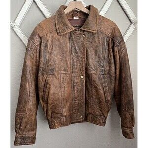 Vtg Michael Hoban North Beach Women's M Brown Leather Flight Bomber Jacket USA